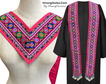 P64.99 | HmongStoles.com | Hmong Graduation Stole | Lined with coins | Add PRINTED Name | HmongCreations.Com