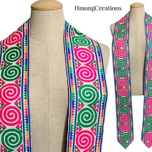 A78 | D39.99 | HmongStoles.com | Hmong Graduation Stole | Not lined | Machine Embroidered | Add PRINTED Name = 10.00 | Hmongstoles