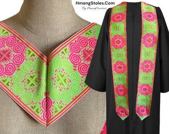 39.99 | HmongStoles.com | Hmong Graduation Stole | Not lined | Machine Embroidered | Add PRINTED Name = 10.00 | Hmongstoles