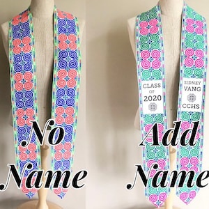 39.99 HmongStoles.com Hmong Graduation Stole Not lined Machine Embroidered Add PRINTED Name 10.00 Hmongstoles image 5