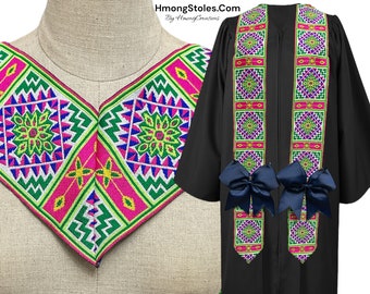 44.99 | HmongStoles.Com Hmong Graduation Stole - Not Lined - Embroidered - Priest Stole hmongcreations.etsy.com