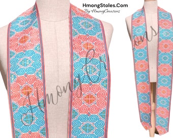 A146 | D39.99 | HmongStoles.com | Hmong Graduation Stole | Not lined | Machine Embroidered | Add PRINTED Name = 10.00 | Hmongstoles