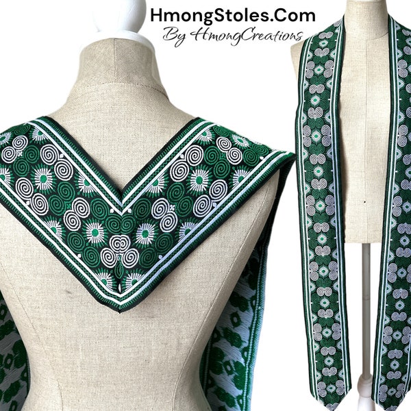 X | D39.99 | HmongStoles.com | Hmong Graduation Stole | Not lined | Machine Embroidered | Add PRINTED Name = 10.00 | Hmongstoles