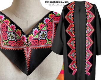 39.99 | HmongStoles.com | Hmong Graduation Stole | Not lined | Machine Embroidered | Add PRINTED Name = 10.00 | Hmongstoles