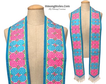 64.99 | HmongStoles.com | Hmong Graduation Stole | Not lined | Machine Embroidered | Add PRINTED Name = 10.00 | Hmongstoles