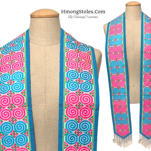 64.99 | HmongStoles.com | Hmong Graduation Stole | Not lined | Machine Embroidered | Add PRINTED Name = 10.00 | Hmongstoles