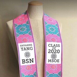 39.99 HmongStoles.com Hmong Graduation Stole Not lined Machine Embroidered Add PRINTED Name 10.00 image 3
