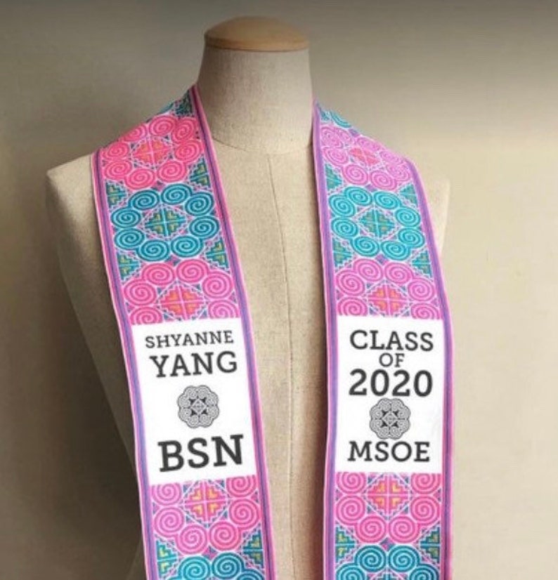 39.99 HmongStoles.com Hmong Graduation Stole Not lined Machine Embroidered Add PRINTED Name 10.00 image 3