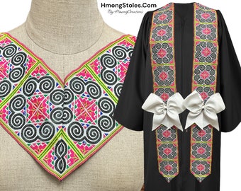 44.99 | HmongStoles.Com Hmong Graduation Stole - Not Lined - Embroidered - Priest Stole hmongcreations.etsy.com