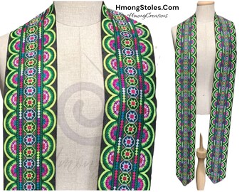 A24 | 39.99 | HmongStoles.com | Hmong Graduation Stole | Not lined | Machine Embroidered | Add PRINTED Name = 10.00 | Hmongstoles