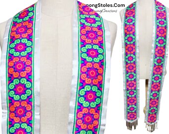 64.99 | HmongStoles.com | Hmong Graduation Stole | Not lined | Machine Embroidered | Add PRINTED Name = 10.00 | Hmongstoles