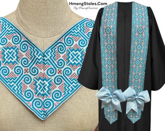 44.99 | HmongStoles.Com Hmong Graduation Stole - Not Lined - Embroidered - Priest Stole hmongcreations.etsy.com