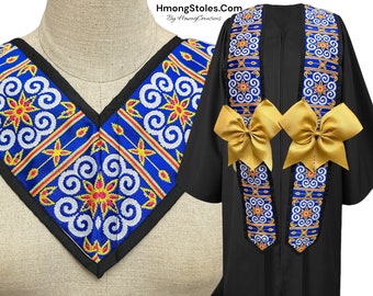 44.99 | HmongStoles.Com Hmong Graduation Stole - Not Lined - Embroidered - Priest Stole hmongcreations.etsy.com