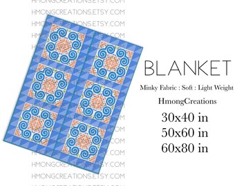 HmongBlankets.com - Hmong Blanket - Soft Thin Throw Blanket - Ships in 7 weeks - blue baby boy boy hmongcreations.etsy.com