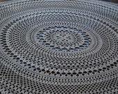 Superb Large French Vintage Heirloom Hand Crocheted Round Off- White Table Cloth. Mint Condition.
