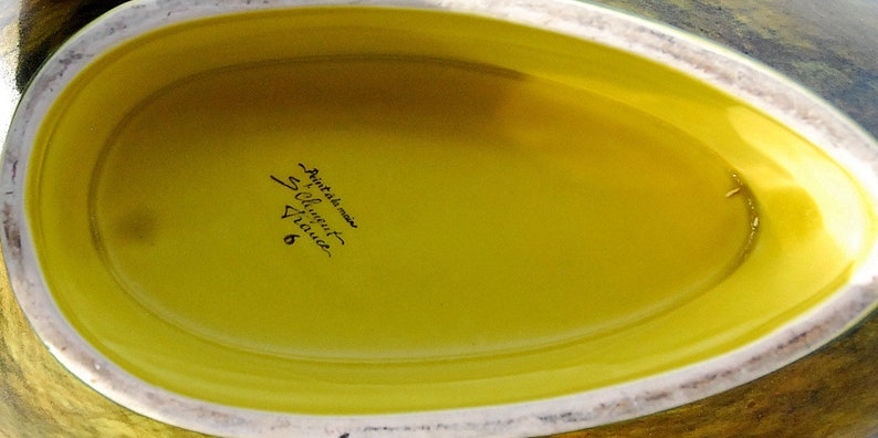 French Vintage 1950s St Clements/' Hand Painted Leaf Shaped Fruit Bowl Mint Condition Beautiful Centrepiece