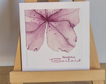 Trauerkarte, Kondolenzkarte "Hortensienblüte" aus der Manufaktur Karla
