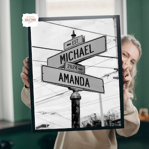 Personalized Street Name & Wedding Date Digital File - Printable Sign - Love Intersects Custom Gift for Newlyweds - Last Minute DIY Present