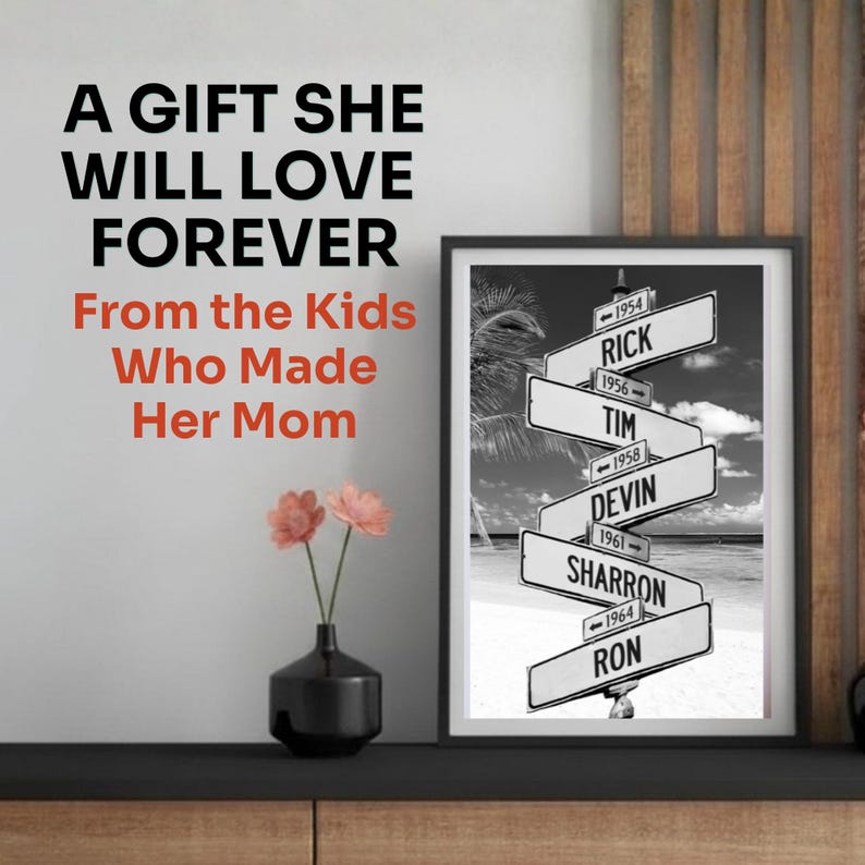 Regalo dell'ultimo minuto per la Festa della Mamma: stampa personalizzata per la mamma, decorazione murale personalizzata per la famiglia, download digitale, consegna rapida. immagine 2