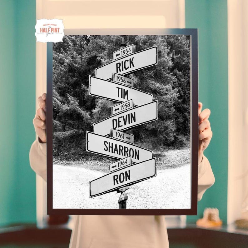 Personalized Intersection Sign: Custom Family Names & Dates (Digital Download)