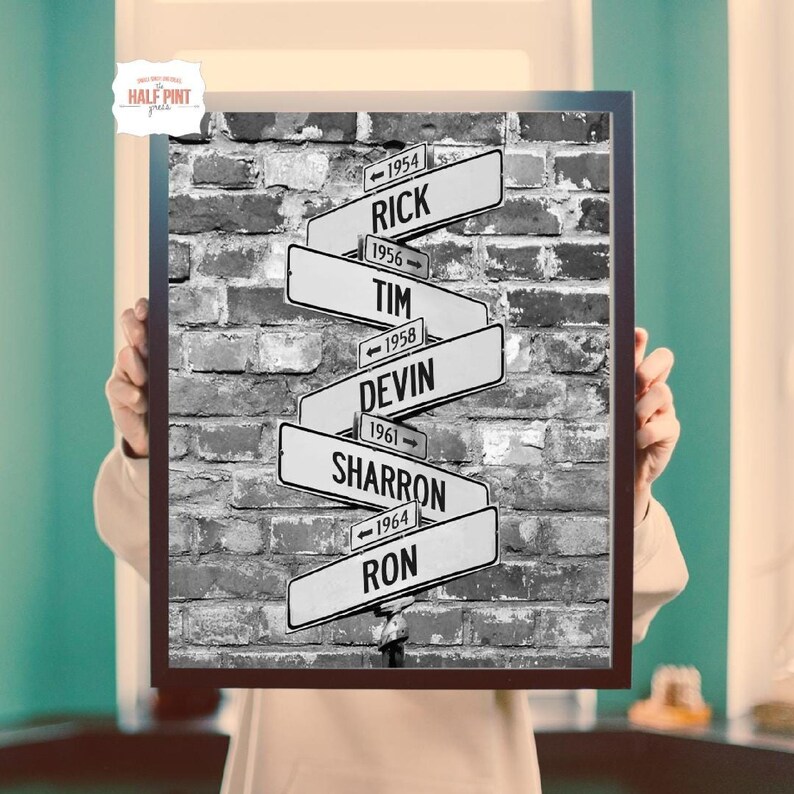 Personalized Intersection Sign: Custom Family Names & Dates (Digital Download)