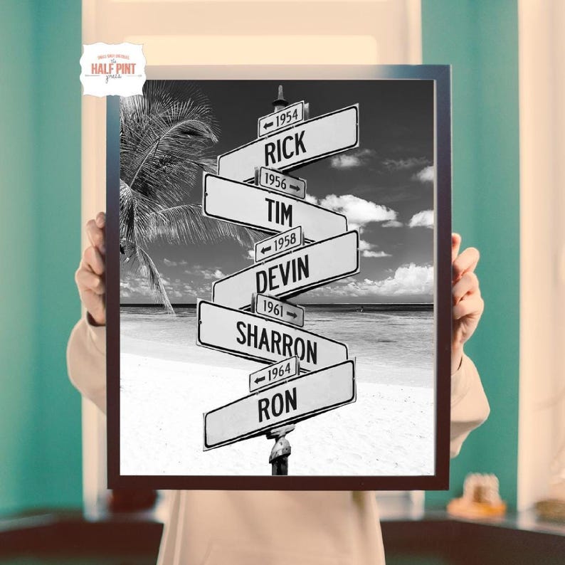 Personalized Intersection Sign: Custom Family Names & Dates (Digital Download)