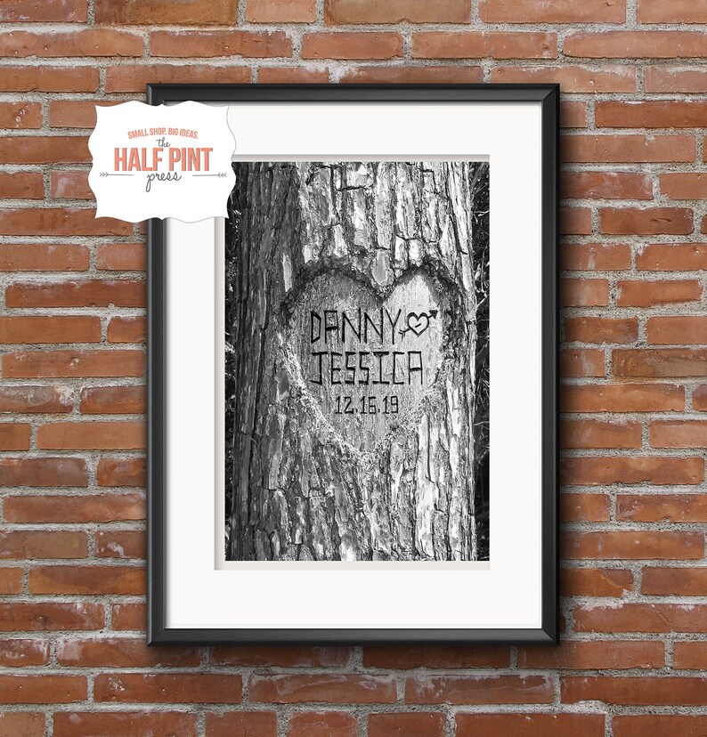 Carved Tree Personalized Digital File DIY Printable Wall Art Etsy