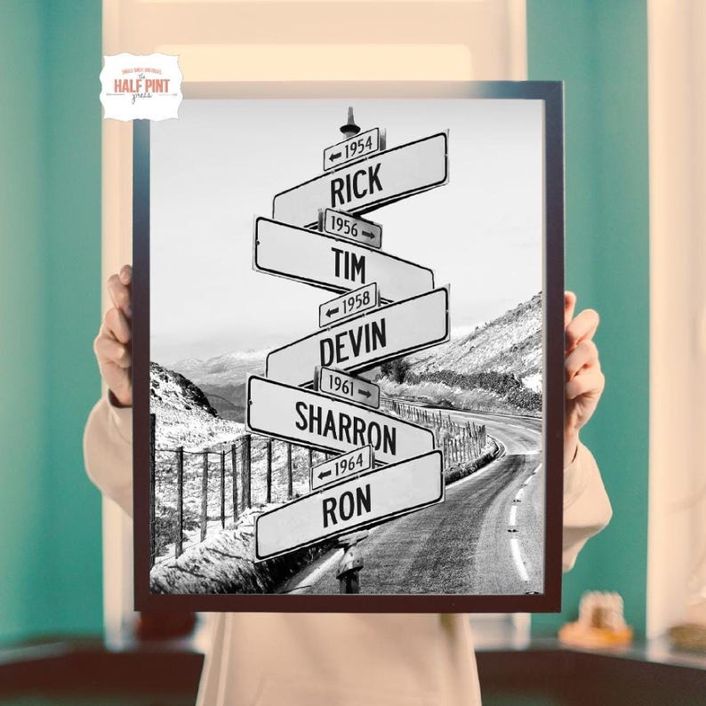 Personalized Intersection Sign: Custom Family Names & Dates (Digital Download)