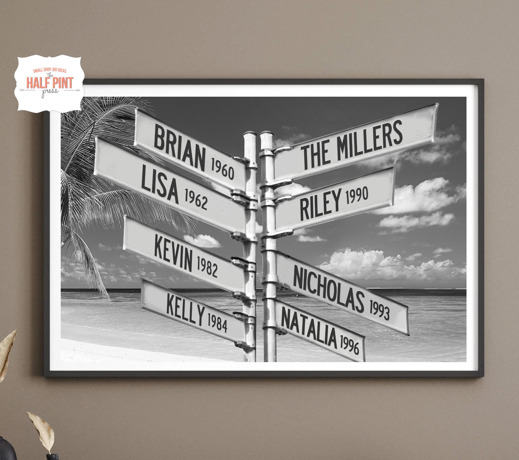 Personalized Intersection Street Sign Digital File - Up to 8 Names - DIY Printable Art - Custom Anniversary Present -  Last Minute Gift