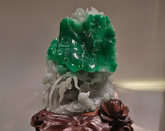 High Quality Jadeite Carving Duck Lotus Vintage