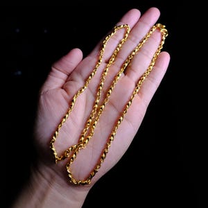 24k Long Gold Twist Chain Necklace 24&quot; Vintage