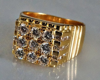 Honeycomb Diamond Cluster Ring Men 20k