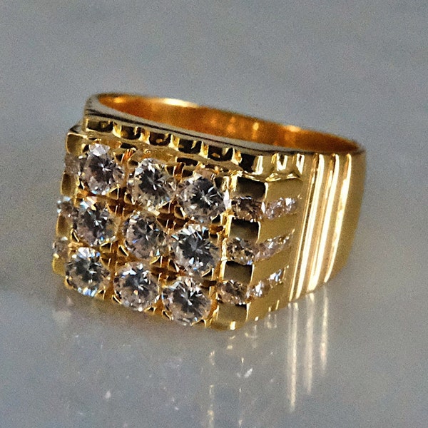 Honeycomb Diamond Cluster Ring Men 20k