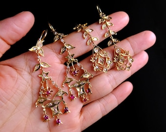 Antique Ruby Chandelier Earrings 20k Chinese