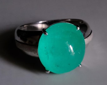15ct Colombian Emerald Cabochon Ring Men 18k