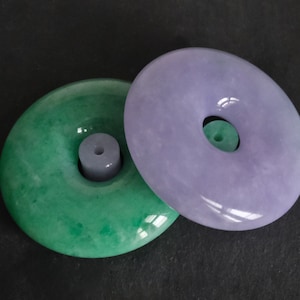 Rare Giant Lavender Green Jade Carving Donut