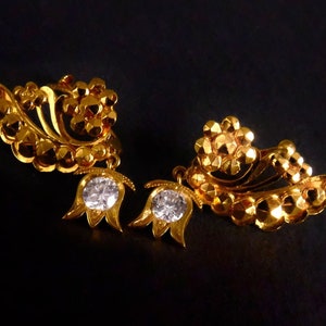 22k Wing Diamond Drop Earrings Antique Chinese Indian SOLD
