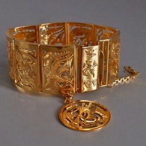 Antique Dragon Phoenix Screen Bracelet 22k Chinese