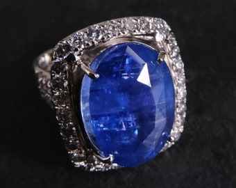 GIA Large 19ct Unheated Burmese Sapphire Ring 18k