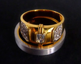 Heraldic Emerald Cut Diamond Band Ring 20k Men