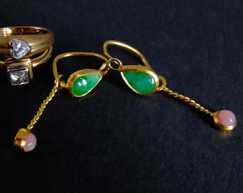 SOLD 24k Gold Ancient Earrings Roman Jade Opal