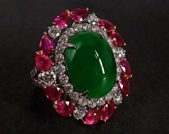 Imperial Luminous Jade Ruby Ring 18k