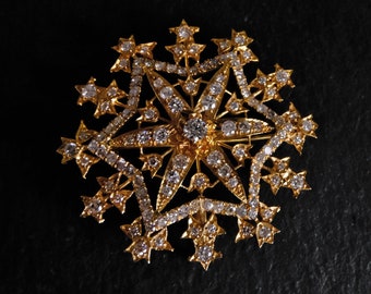 SOLD Antique Diamond Star Pendant Brooch 18k