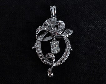 Vintage Platinum Diamond Pendant Chinese