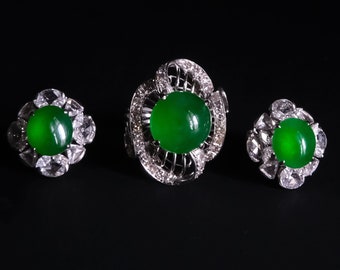 SOLD Antique Platinum Jadeite Jade Ring Chinese