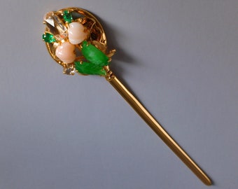 Art Nouveau Antique Chinese Hair Stick Pin 22k 'Spring'