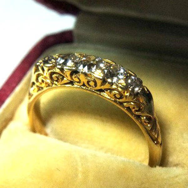 Antique 5 Stone Diamond Ring 18k