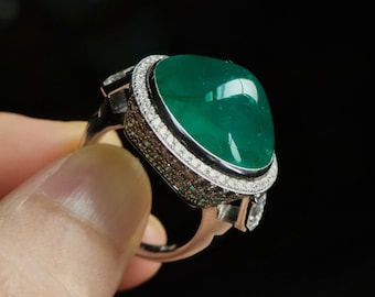 SOLD 18ct Emerald Sugarloaf Cabochon Ring 18k Brazil