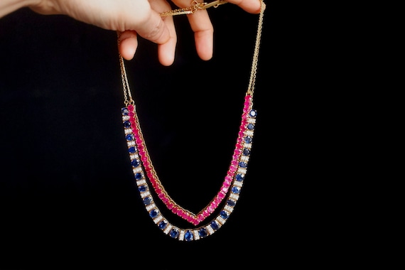 Unheated Burmese Ruby Necklace 18k Vintage - image 9