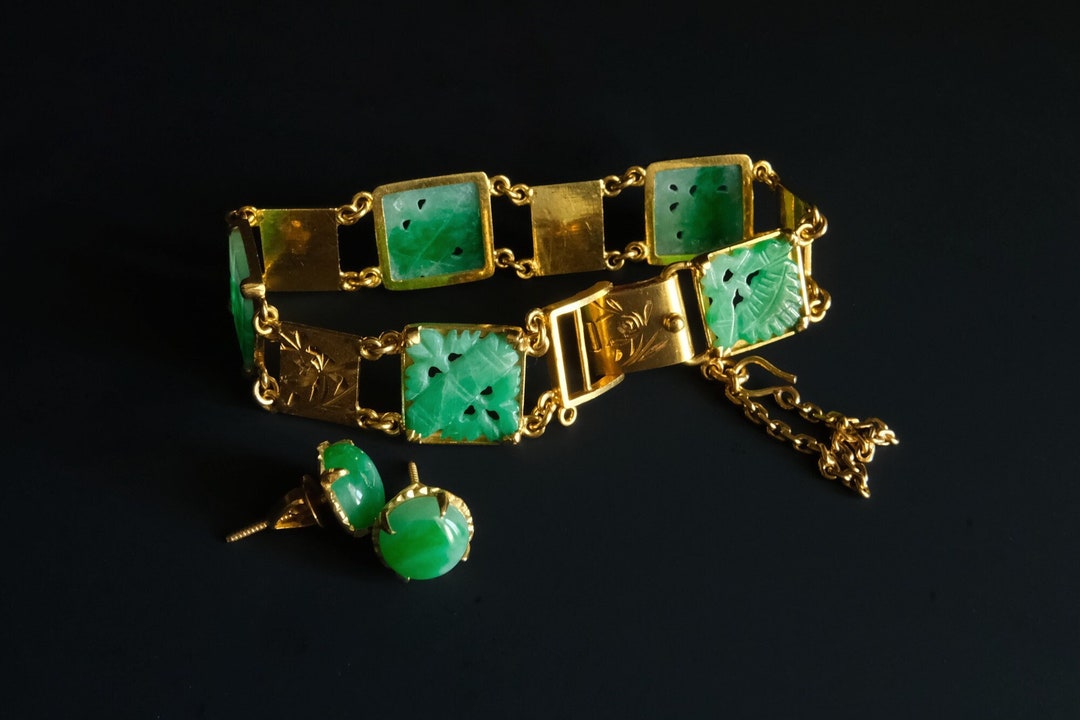 Antique Chinese Carved Jade Bracelet 20k - Etsy